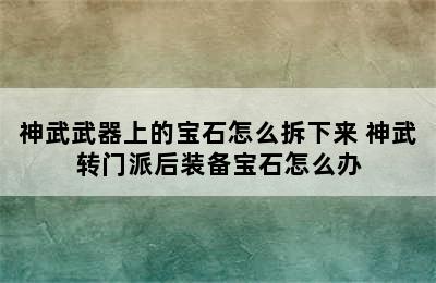 神武武器上的宝石怎么拆下来 神武转门派后装备宝石怎么办